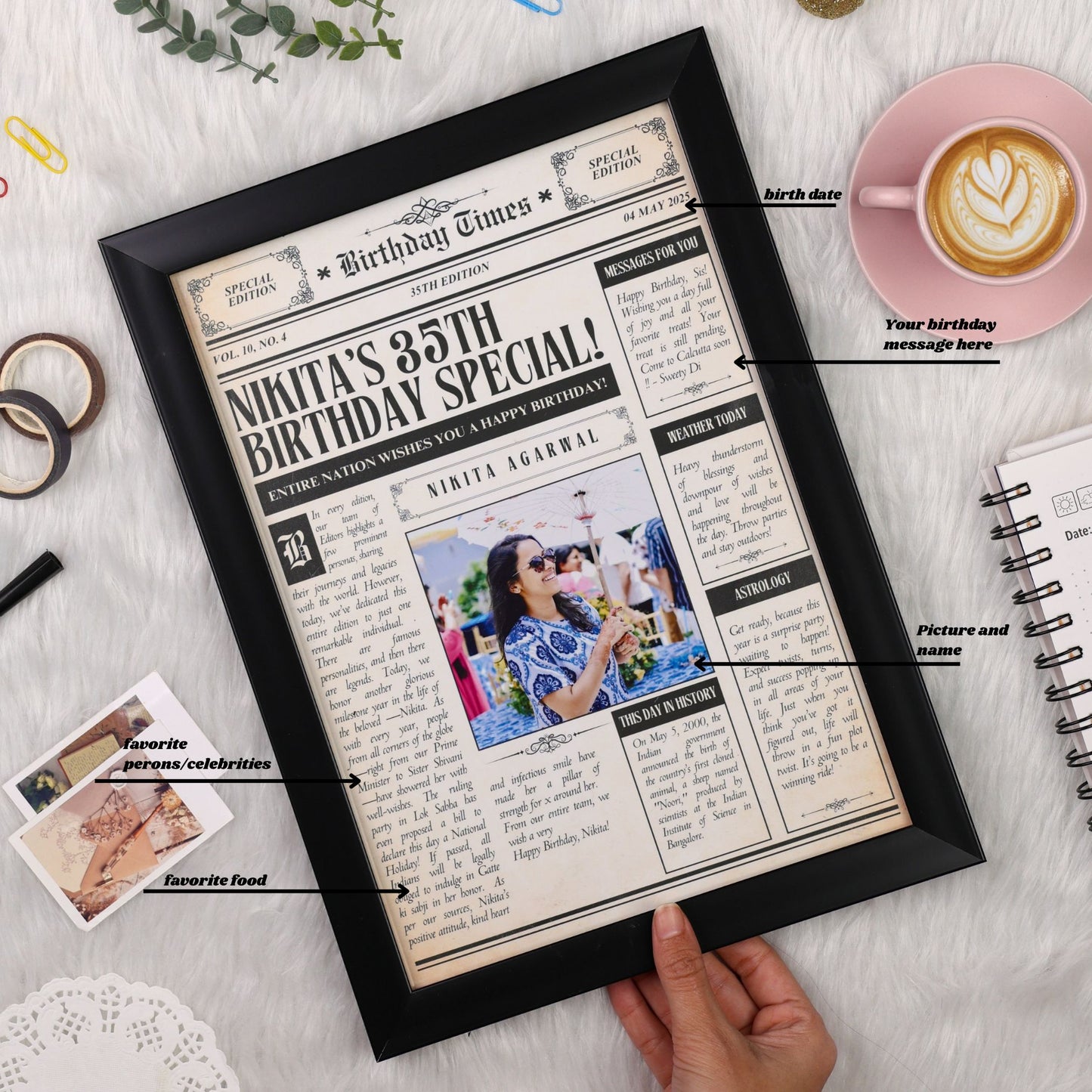 Personalized Birthday Newspaper Frame